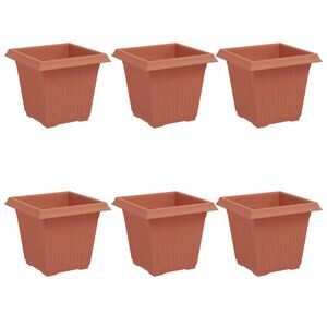vidaXL Vierkante Bloempot 6 pcs Baksteenrood 16 x 16 x 14 cm Kunststof