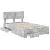 vidaXL Bedframe met hoofdeinde Beton Grijs 120 x 200 cm Bewerkt hout
