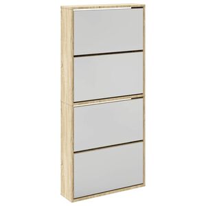 vidaXL Schoenenkast met 4 spiegels 63x17x134 cm eikenhout