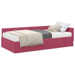 vidaXL Hoekbedframe met Matras Anders 2 st Groen Fluweel