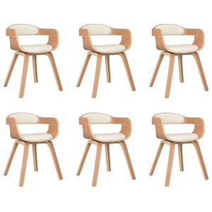 vidaXL Eetkamerstoelen 6 st gebogen hout en kunstleer cr&egrave;mekleurig