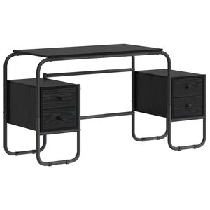 vidaXL Bureau met opbergruimte Zwart eiken 145 x 50 x 75 cm