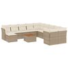 vidaXL 12-delige Loungeset met kussens poly rattan beige