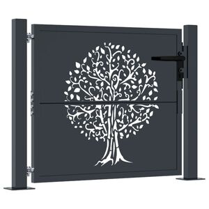 vidaXL Poort 100x75 cm met boomontwerp staal antracietkleurig