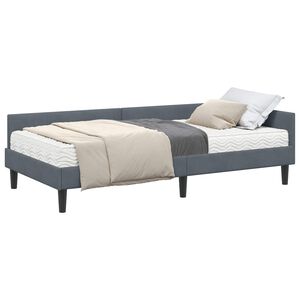 vidaXL Hoekbedframe met Matras Anders 2 pcs Grijs Fluweel