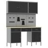 vidaXL Werk kast met lade 10 st Zwart Engineered hout en staal