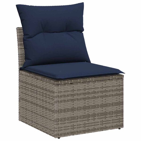 vidaXL Tuinbankenset met kussen 7 pcs Grijs poly rattan
