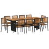 vidaXL Tuin eettafelset 11 st Zwart en Bruin poly rattan