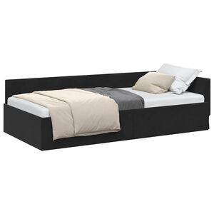 vidaXL Hoekbedframe Zwart 90 cm x 200 cm Polyester en multiplex