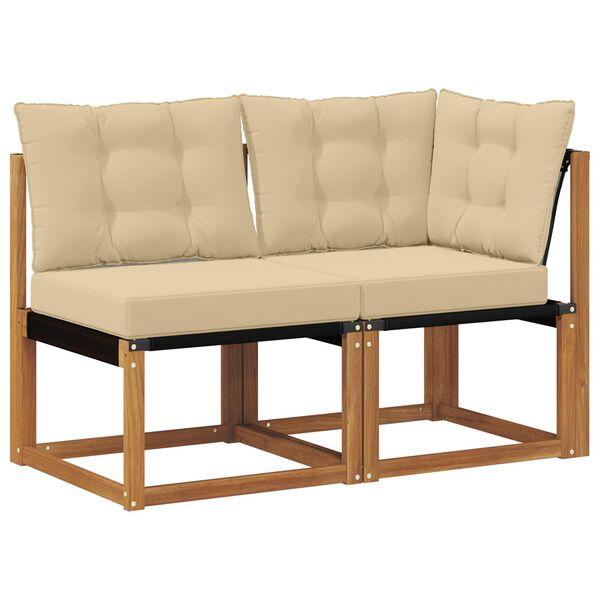 vidaXL Outdoor Midden- en Hoeksalon met kussen 2 Stuk Naturel