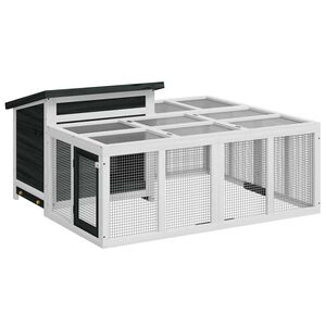 vidaXL Konijnenhok 144x123x67,5 cm massief grenenhout grijs