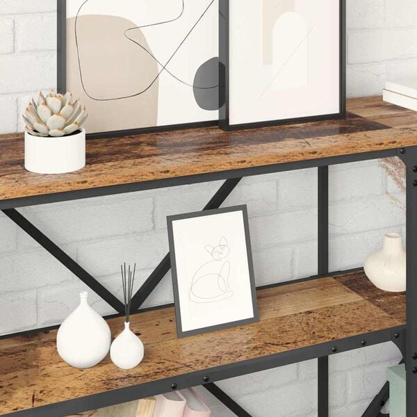 vidaXL Wandtafel met plank Oudhout 180 x 30 x 75 cm Bewerkt hout