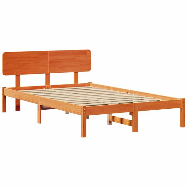 vidaXL Bedframe Wasbruin 140 x 190 cm Massief grenenhout