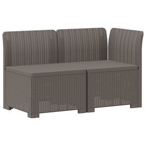 vidaXL Tweedelige Tuinbank Rattan Look 2-zits PP Lichtgrijs