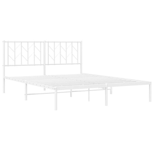 vidaXL Bedframe met hoofdbord metaal wit 150x200 cm