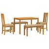 vidaXL Eetkamerset 5 st Beige Massief Eikenhout