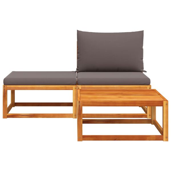 vidaXL 3-delige tuinbankset met kussens acaciahout & rotan