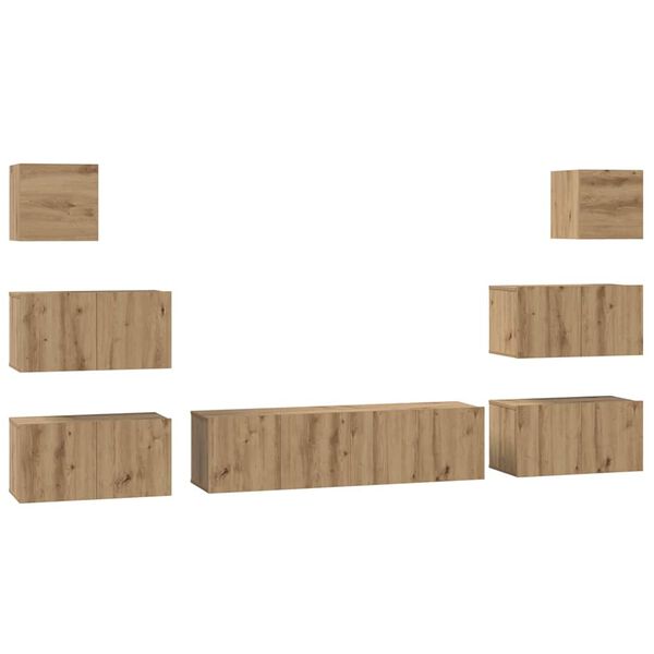 vidaXL Tv-meubelset Wandgemonteerd 8 pcs Artisan Eiken Bewerkt hout