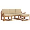 vidaXL Buiten bankenset met kussen 4 pcs Natuurlijk en Beige