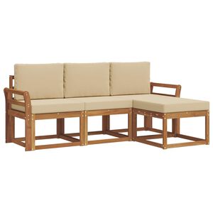 vidaXL Buiten bankenset met kussen 4 pcs Natuurlijk en Beige