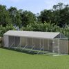 vidaXL Hondenkennel met dak 2x14x2,5 m gegalvaniseerd staal zilver