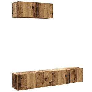 vidaXL 3-delig Tv-meubelset wandmontage bewerkt hout oud houtkleurig