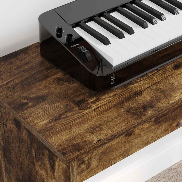 vidaXL Keyboardstand Gerookt eiken 120 x 32 x 64 cm Bewerkt hout