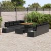 vidaXL Tuinbankenset met kussen 11 pcs Zwart poly rattan