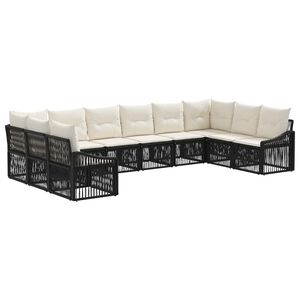 vidaXL Tuinbankenset 10 st Zwart poly rattan