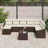 vidaXL Bankstel met kussen 9 pcs Bruin poly rattan