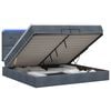 vidaXL Ottoman Bed met Matrassen en LED Donkergrijs 200 x 200 cm