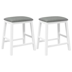 vidaXL Barstoelen met kussens 2 st massief hout rubber wit