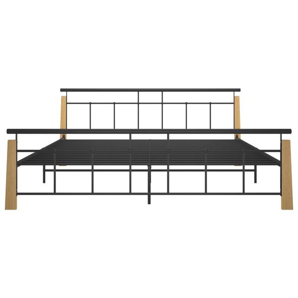 vidaXL Bedframe metaal en massief eikenhout 200x200 cm