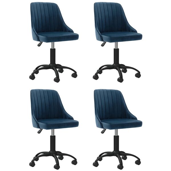 vidaXL Eetkamerstoelen draaibaar 4 st fluweel blauw
