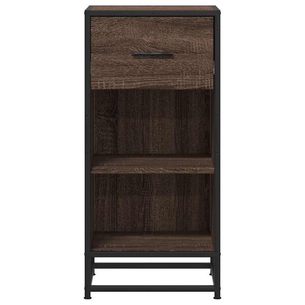 vidaXL Dressoir 35,5x35x76 cm bewerkt hout en metaal bruin eikenkleur
