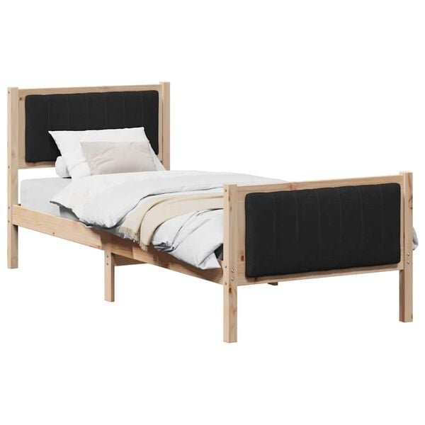 vidaXL Bedframe Bruin en zwart 75 x 190 cm Massief grenenhout