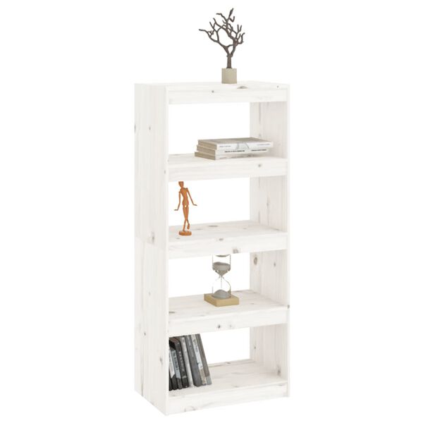 vidaXL Boekenkast/kamerscherm 60x30x135,5 cm massief grenenhout wit
