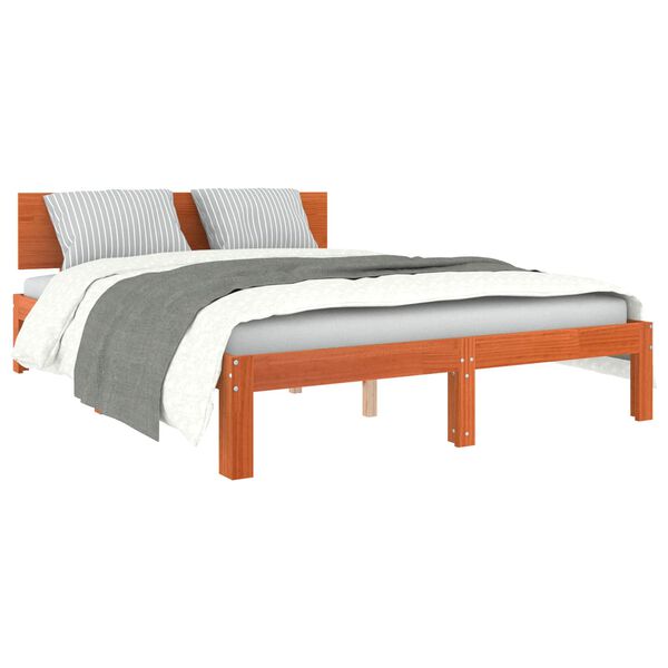 vidaXL Bedframe Wasbruin 135 x 190 cm Massief grenenhout