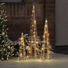 vidaXL Kerstboom met 90 LED 3 pcs Warmwit 20 x 20 x 80 cm PET