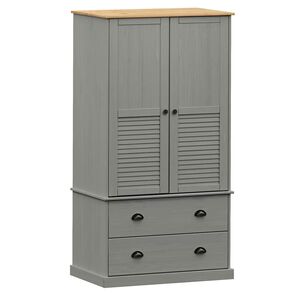 vidaXL Kledingkast VIGO 90x55x170 cm massief grenenhout grijs