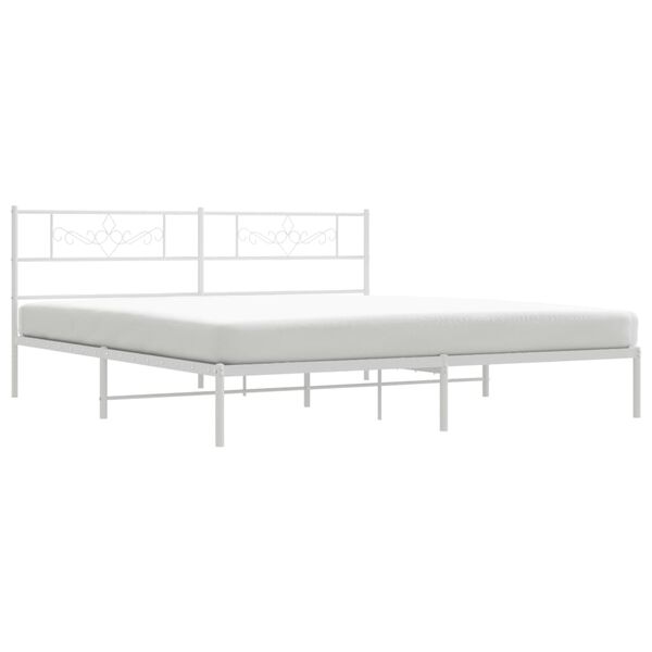 vidaXL Bedframe met hoofdbord metaal wit 200x200 cm