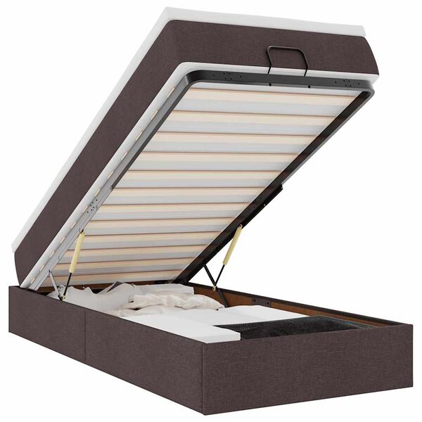 vidaXL Ottoman bed met matras 100x200cm stof donkerbruin