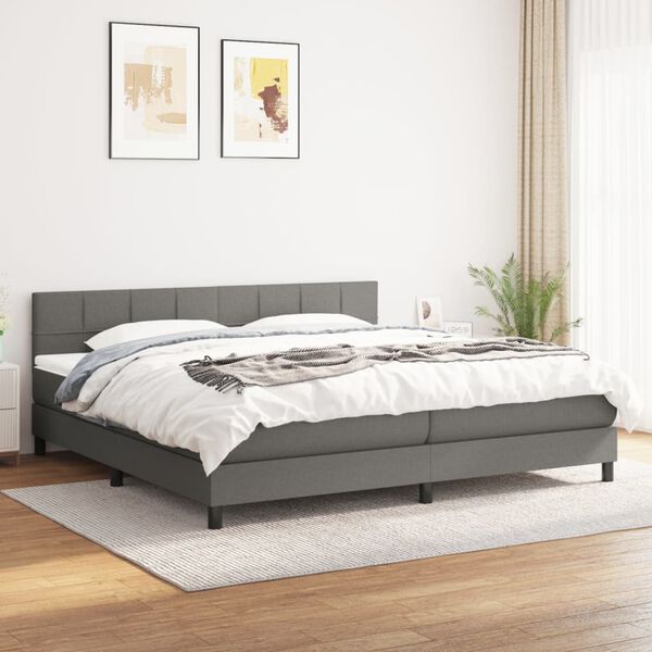 vidaXL Boxspring met matras stof donkergrijs 180x200 cm