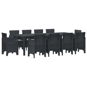 vidaXL Tuin Eetset 11 st Antraciet Polypropyleen