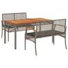 vidaXL 3-delige Tuinset met kussens poly rattan grijs