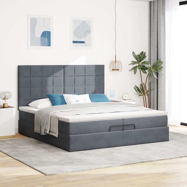 vidaXL Ottoman bed met matrassen en LED's 200x200cm fluweel