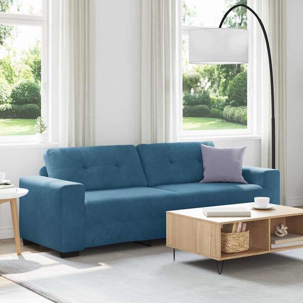 vidaXL | Blauwe Velours Bank | met kussen Blauw Fluweel