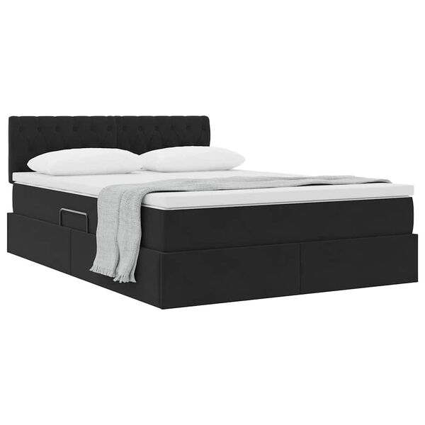vidaXL Opslag bed met matras met hoofdeinde Zwart 140 x 190 cm Fluweel