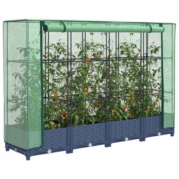 vidaXL Verhoogde plantenbak met kashoes rotanlook 160x40x123 cm