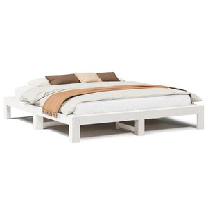 vidaXL Bedframe zonder matras massief grenenhout wit 180x200 cm